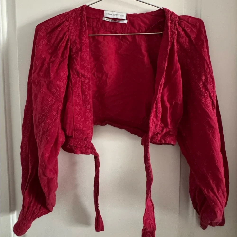 Red Tie-Front Blouse - Picture 13 of 16
